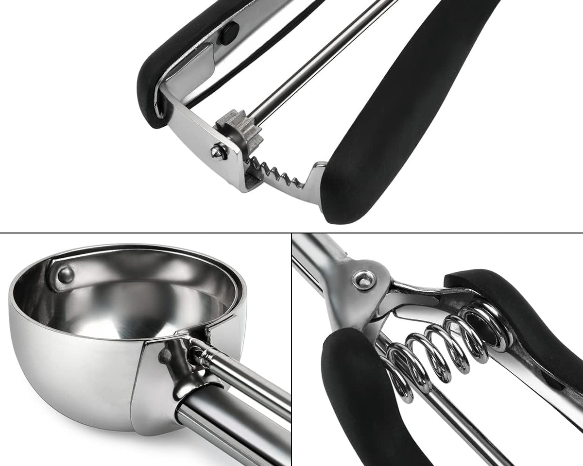 Mini Cookie Scoop #100-2 Teaspoon Scoop - Mini Ice Cream Scoop, Made of Food Grade 304 Stainless Steel with Comfortable Rubber Grip Handles