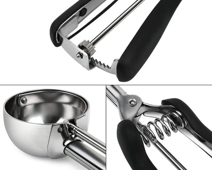 Mini Cookie Scoop #100-2 Teaspoon Scoop - Mini Ice Cream Scoop, Made of Food Grade 304 Stainless Steel with Comfortable Rubber Grip Handles