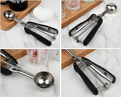Mini Cookie Scoop #100-2 Teaspoon Scoop - Mini Ice Cream Scoop, Made of Food Grade 304 Stainless Steel with Comfortable Rubber Grip Handles