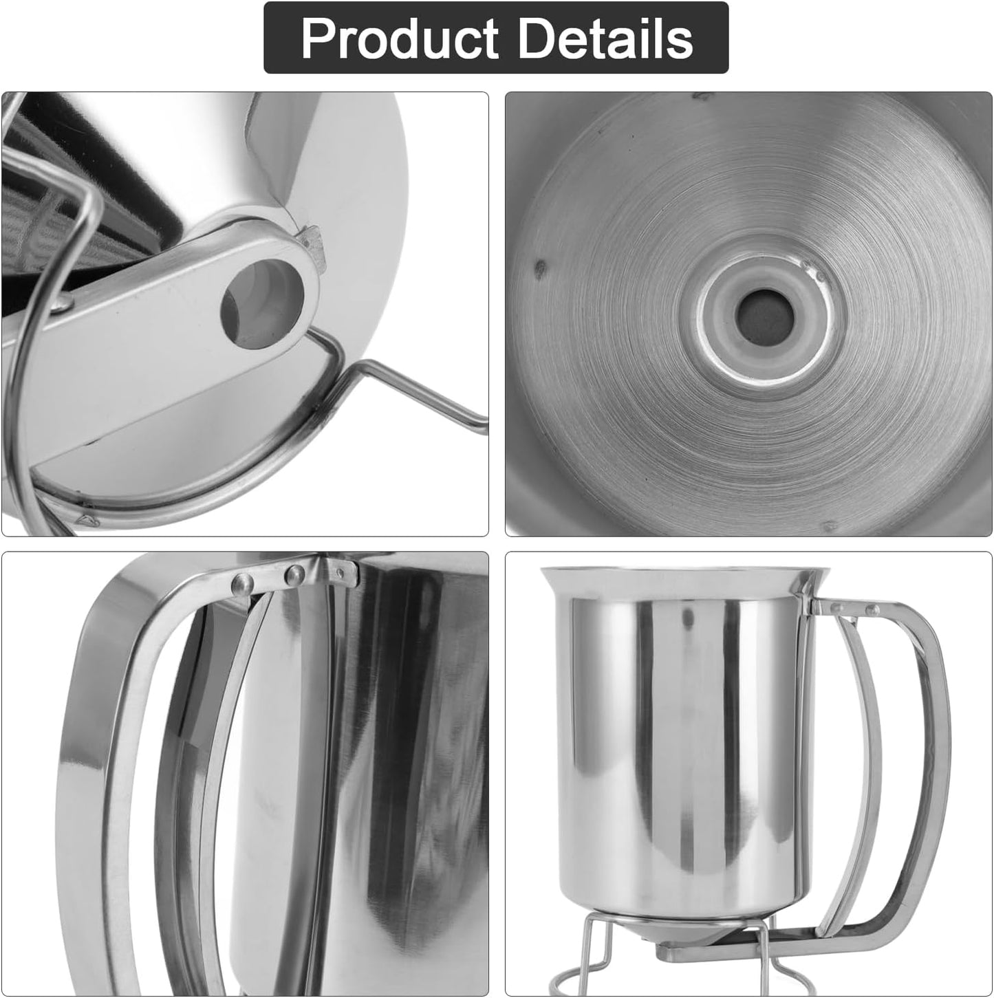 Pancake Batter Dispenser 800ml/27oz, Pourer with Easyflow Spout | Baking Tool for Pancakes & Crepes & Waffles | Measuring Gauge | 4.1x6.4in
