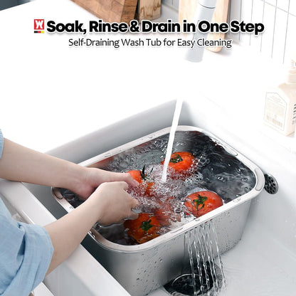 Portable Stainless Steel Washing-Up Bowl 10L (2.64 Gal), Large Multipurpose Dishpan for Kitchen Sink, Camping & Outdoor Dish Tub (Washing-Up Bowl)