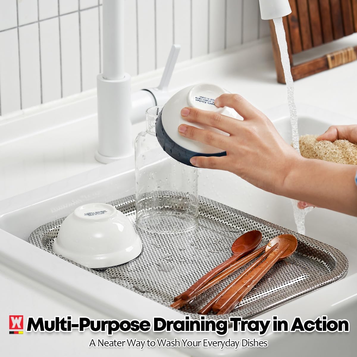 Portable Stainless Steel Washing-Up Bowl 10L (2.64 Gal), Large Multipurpose Dishpan for Kitchen Sink, Camping & Outdoor Dish Tub (Washing-Up Bowl)
