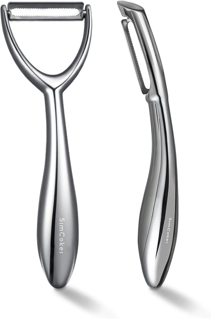 Vegetable Peeler Set, Ultra Sharp Stainless Steel Y Peeler & I Peeler for Potatoes, Fruits and Vegetables, Serrated Blade Kitchen Peeler with Ergonomic Handle