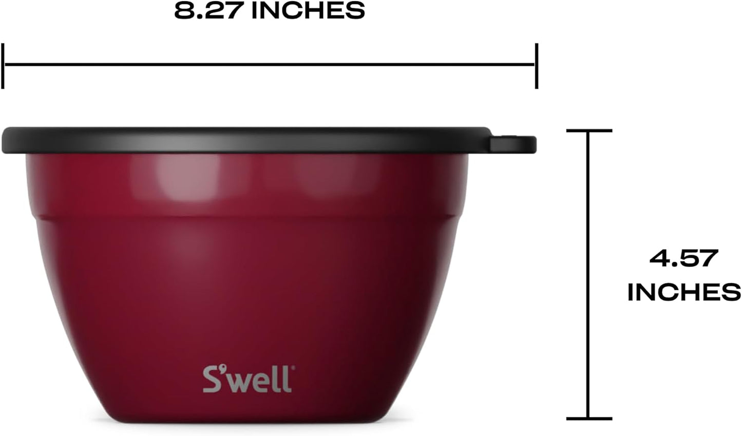 Stainless Steel 64oz Salad Bowl Kit, Pink Topaz Color, Comes with 2oz Mini Canister and Removable Tray for Organization, Leakproof and Dishwasher Safe