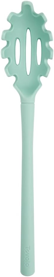 Flex Core Small Deep Spoon Silicone for Cooking Mixing Baking, Dishwasher Safe BPA Free All Silicone Kitchen Mini Spoon Heat Resistant Nonstick Safe Serving Spoon, Aqua Seafoam Green