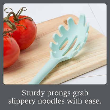 Flex Core Small Deep Spoon Silicone for Cooking Mixing Baking, Dishwasher Safe BPA Free All Silicone Kitchen Mini Spoon Heat Resistant Nonstick Safe Serving Spoon, Aqua Seafoam Green