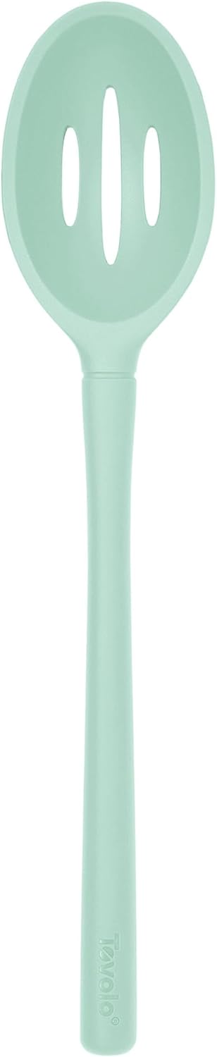 Flex Core Small Deep Spoon Silicone for Cooking Mixing Baking, Dishwasher Safe BPA Free All Silicone Kitchen Mini Spoon Heat Resistant Nonstick Safe Serving Spoon, Aqua Seafoam Green