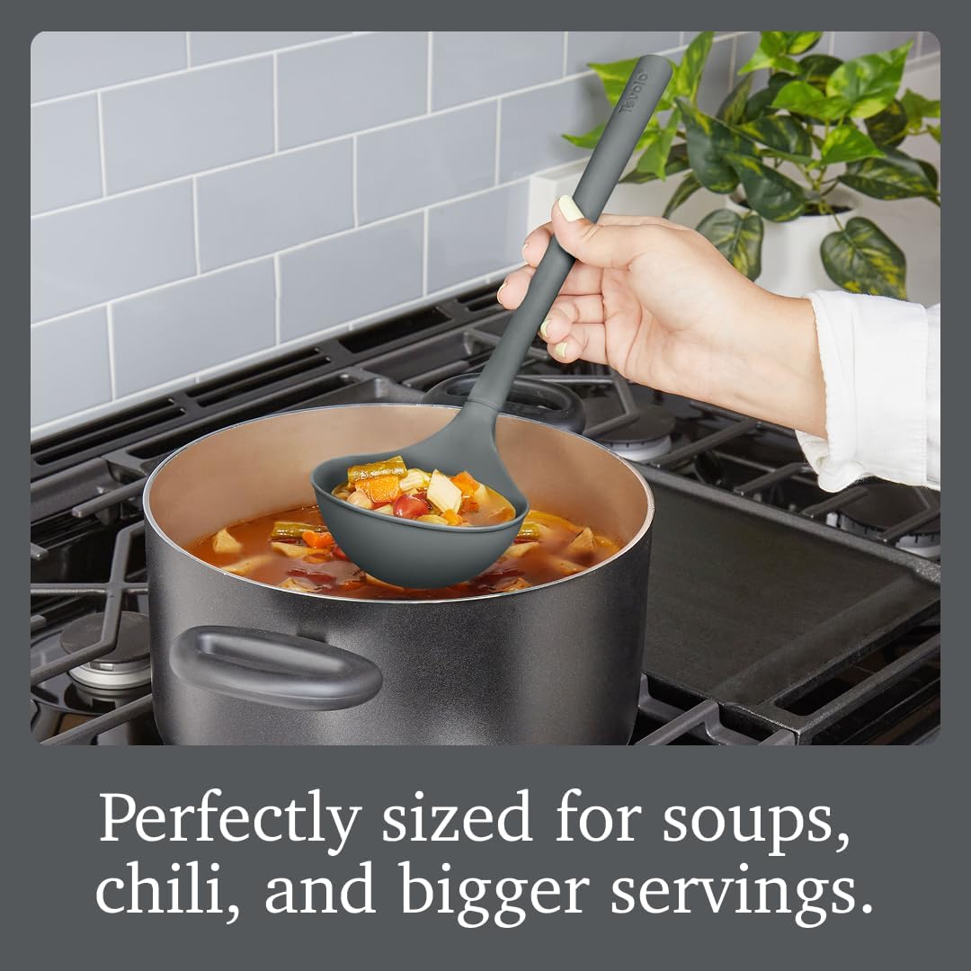 Flex Core Small Deep Spoon Silicone for Cooking Mixing Baking, Dishwasher Safe BPA Free All Silicone Kitchen Mini Spoon Heat Resistant Nonstick Safe Serving Spoon, Aqua Seafoam Green