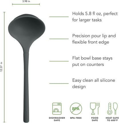 Flex Core Small Deep Spoon Silicone for Cooking Mixing Baking, Dishwasher Safe BPA Free All Silicone Kitchen Mini Spoon Heat Resistant Nonstick Safe Serving Spoon, Aqua Seafoam Green