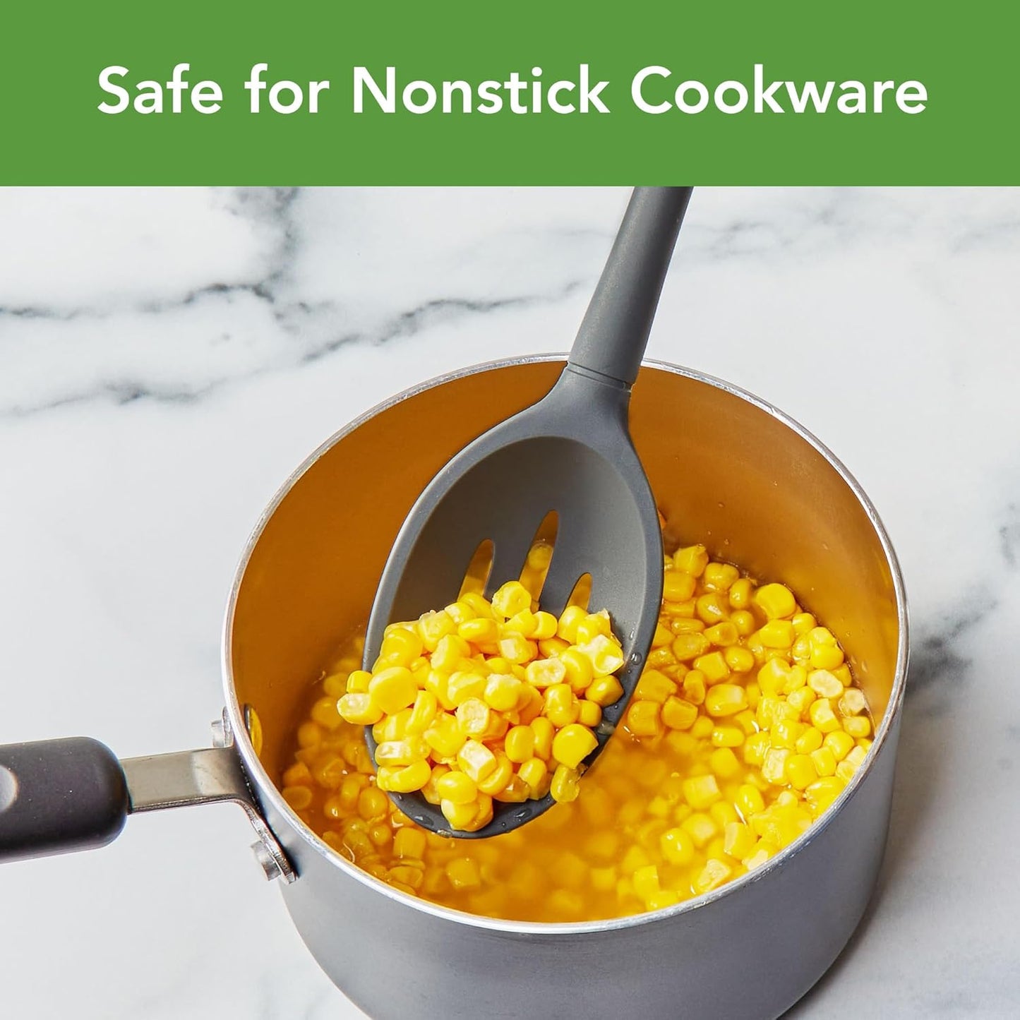 Flex Core Small Deep Spoon Silicone for Cooking Mixing Baking, Dishwasher Safe BPA Free All Silicone Kitchen Mini Spoon Heat Resistant Nonstick Safe Serving Spoon, Aqua Seafoam Green