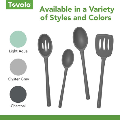 Flex Core Small Deep Spoon Silicone for Cooking Mixing Baking, Dishwasher Safe BPA Free All Silicone Kitchen Mini Spoon Heat Resistant Nonstick Safe Serving Spoon, Aqua Seafoam Green