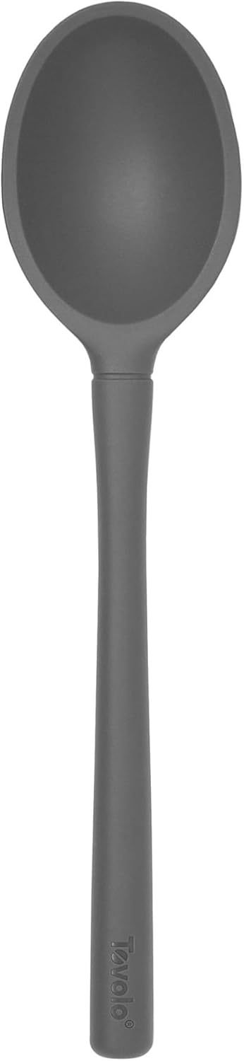 Flex Core Small Deep Spoon Silicone for Cooking Mixing Baking, Dishwasher Safe BPA Free All Silicone Kitchen Mini Spoon Heat Resistant Nonstick Safe Serving Spoon, Aqua Seafoam Green
