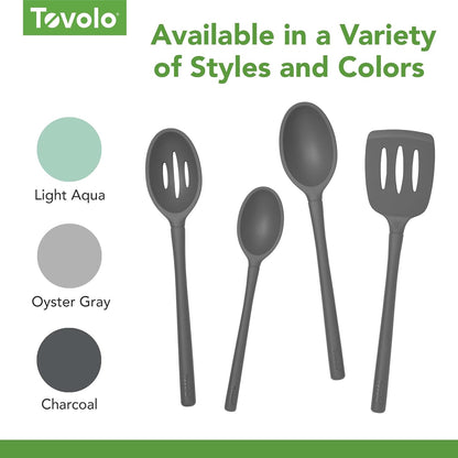 Flex Core Small Deep Spoon Silicone for Cooking Mixing Baking, Dishwasher Safe BPA Free All Silicone Kitchen Mini Spoon Heat Resistant Nonstick Safe Serving Spoon, Aqua Seafoam Green