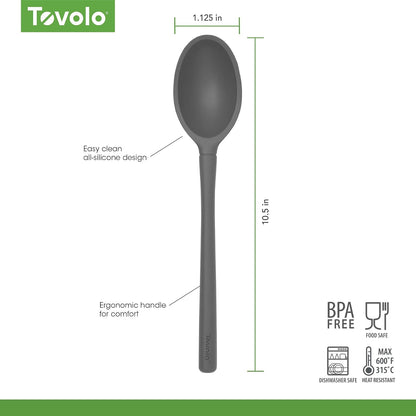 Flex Core Small Deep Spoon Silicone for Cooking Mixing Baking, Dishwasher Safe BPA Free All Silicone Kitchen Mini Spoon Heat Resistant Nonstick Safe Serving Spoon, Aqua Seafoam Green