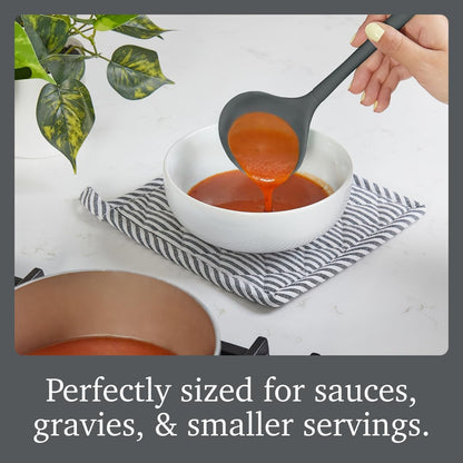 Flex Core Small Deep Spoon Silicone for Cooking Mixing Baking, Dishwasher Safe BPA Free All Silicone Kitchen Mini Spoon Heat Resistant Nonstick Safe Serving Spoon, Aqua Seafoam Green