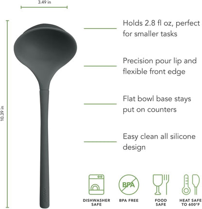Flex Core Small Deep Spoon Silicone for Cooking Mixing Baking, Dishwasher Safe BPA Free All Silicone Kitchen Mini Spoon Heat Resistant Nonstick Safe Serving Spoon, Aqua Seafoam Green