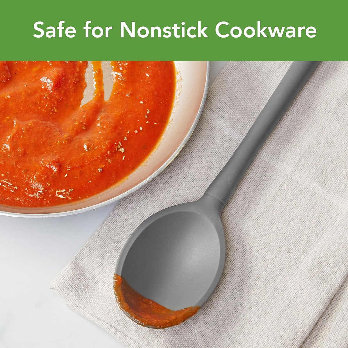 Flex Core Small Deep Spoon Silicone for Cooking Mixing Baking, Dishwasher Safe BPA Free All Silicone Kitchen Mini Spoon Heat Resistant Nonstick Safe Serving Spoon, Aqua Seafoam Green