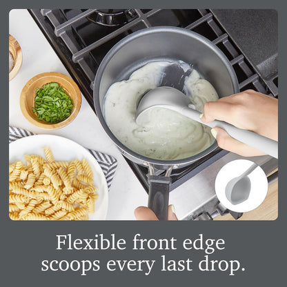 Flex Core Small Deep Spoon Silicone for Cooking Mixing Baking, Dishwasher Safe BPA Free All Silicone Kitchen Mini Spoon Heat Resistant Nonstick Safe Serving Spoon, Aqua Seafoam Green