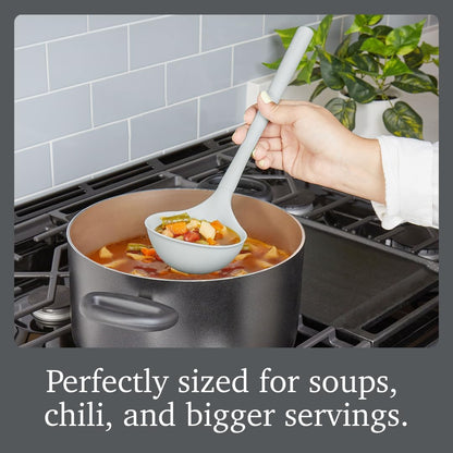 Flex Core Small Deep Spoon Silicone for Cooking Mixing Baking, Dishwasher Safe BPA Free All Silicone Kitchen Mini Spoon Heat Resistant Nonstick Safe Serving Spoon, Aqua Seafoam Green