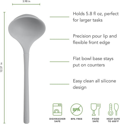 Flex Core Small Deep Spoon Silicone for Cooking Mixing Baking, Dishwasher Safe BPA Free All Silicone Kitchen Mini Spoon Heat Resistant Nonstick Safe Serving Spoon, Aqua Seafoam Green