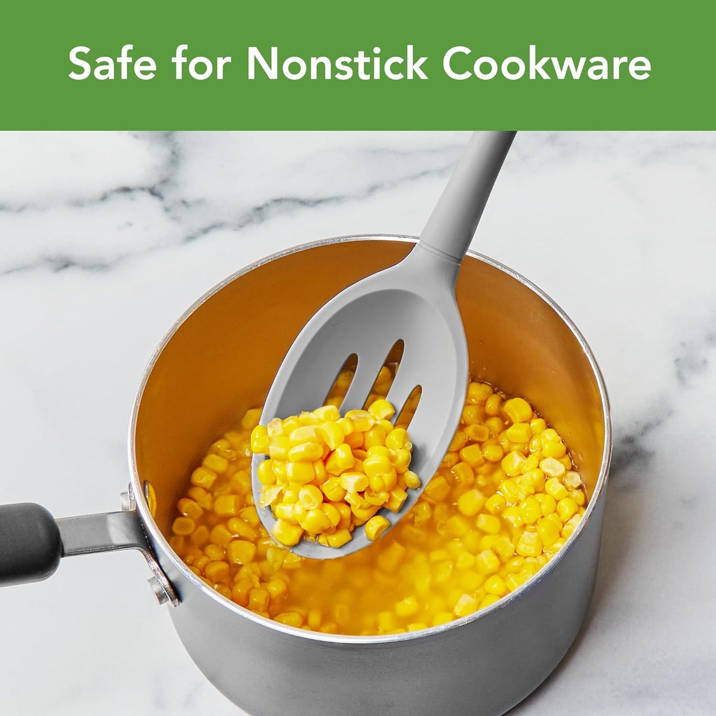 Flex Core Small Deep Spoon Silicone for Cooking Mixing Baking, Dishwasher Safe BPA Free All Silicone Kitchen Mini Spoon Heat Resistant Nonstick Safe Serving Spoon, Aqua Seafoam Green