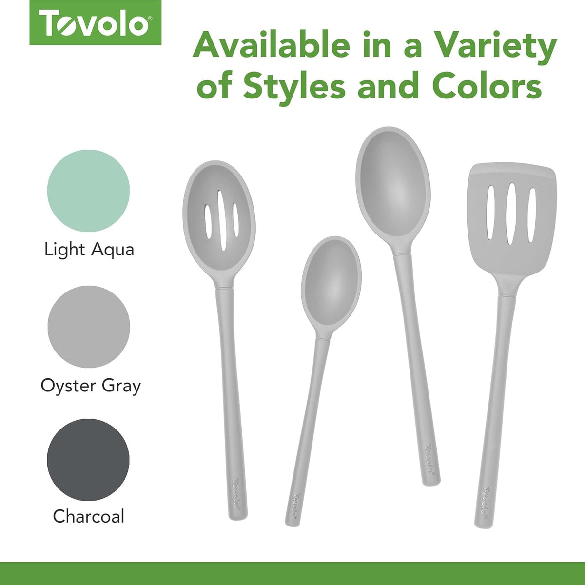 Flex Core Small Deep Spoon Silicone for Cooking Mixing Baking, Dishwasher Safe BPA Free All Silicone Kitchen Mini Spoon Heat Resistant Nonstick Safe Serving Spoon, Aqua Seafoam Green