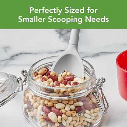 Flex Core Small Deep Spoon Silicone for Cooking Mixing Baking, Dishwasher Safe BPA Free All Silicone Kitchen Mini Spoon Heat Resistant Nonstick Safe Serving Spoon, Aqua Seafoam Green