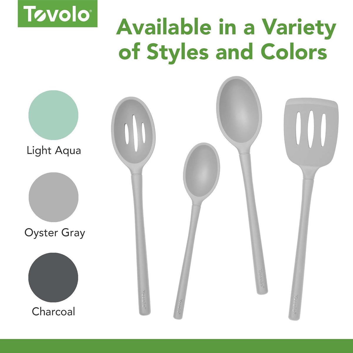 Flex Core Small Deep Spoon Silicone for Cooking Mixing Baking, Dishwasher Safe BPA Free All Silicone Kitchen Mini Spoon Heat Resistant Nonstick Safe Serving Spoon, Aqua Seafoam Green