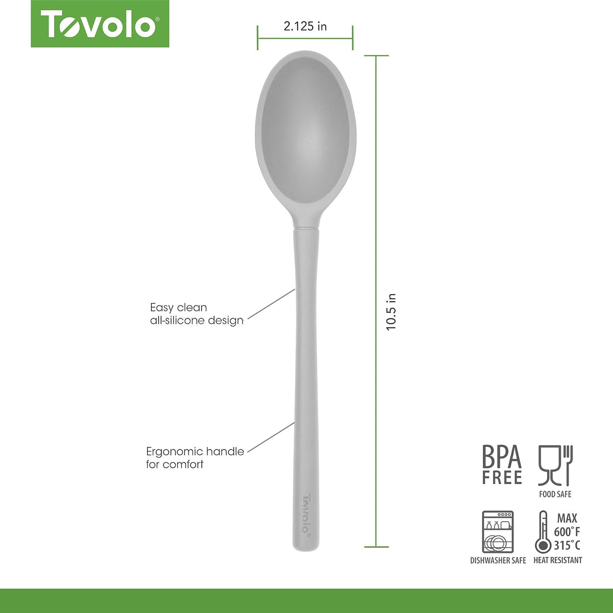 Flex Core Small Deep Spoon Silicone for Cooking Mixing Baking, Dishwasher Safe BPA Free All Silicone Kitchen Mini Spoon Heat Resistant Nonstick Safe Serving Spoon, Aqua Seafoam Green