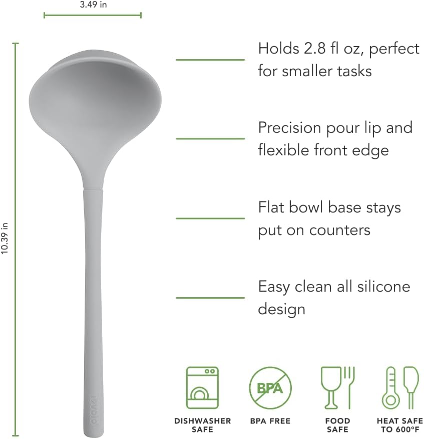 Flex Core Small Deep Spoon Silicone for Cooking Mixing Baking, Dishwasher Safe BPA Free All Silicone Kitchen Mini Spoon Heat Resistant Nonstick Safe Serving Spoon, Aqua Seafoam Green