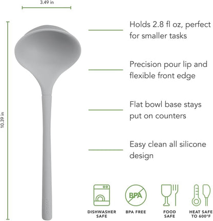 Flex Core Small Deep Spoon Silicone for Cooking Mixing Baking, Dishwasher Safe BPA Free All Silicone Kitchen Mini Spoon Heat Resistant Nonstick Safe Serving Spoon, Aqua Seafoam Green