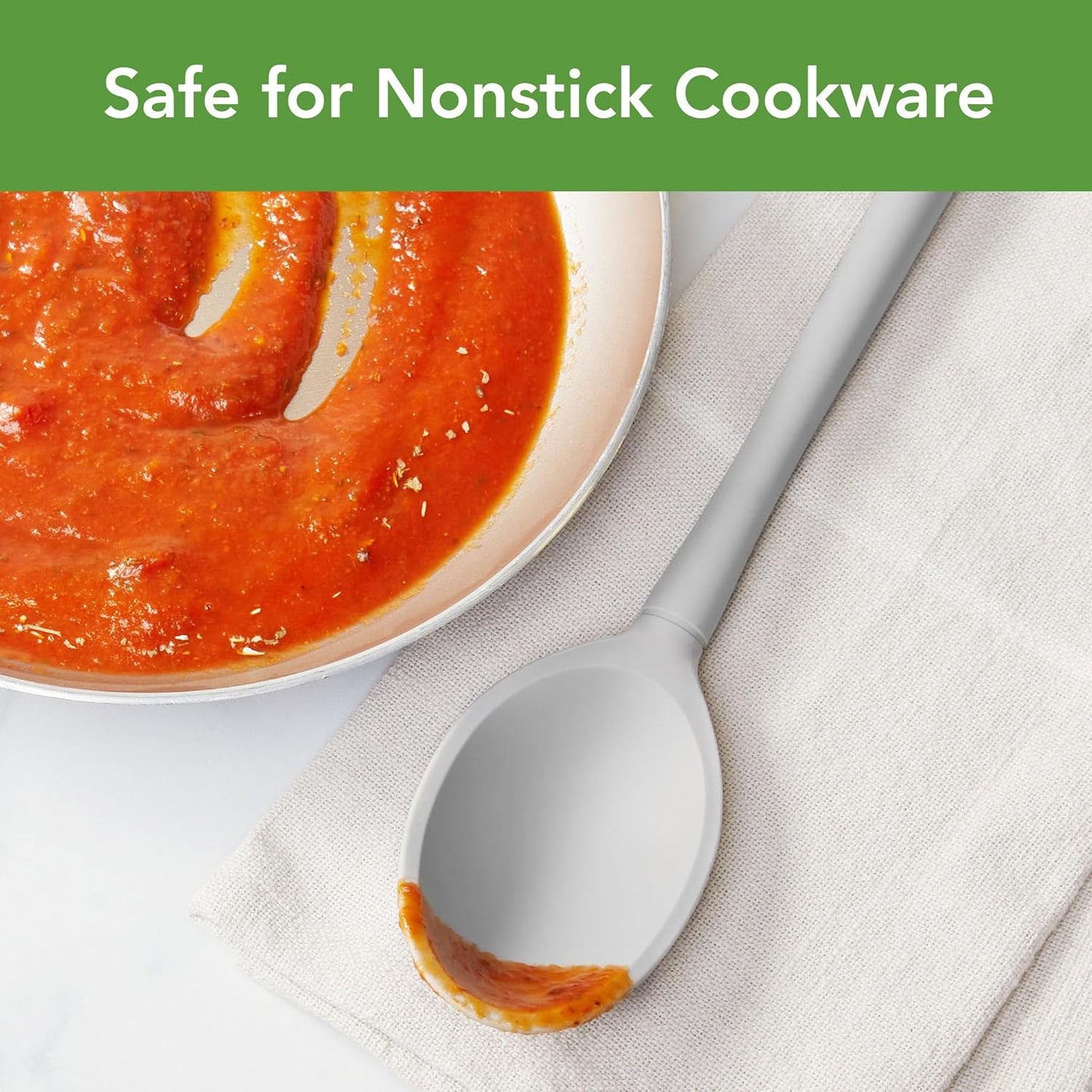 Flex Core Small Deep Spoon Silicone for Cooking Mixing Baking, Dishwasher Safe BPA Free All Silicone Kitchen Mini Spoon Heat Resistant Nonstick Safe Serving Spoon, Aqua Seafoam Green