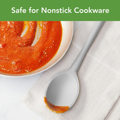 Flex Core Small Deep Spoon Silicone for Cooking Mixing Baking, Dishwasher Safe BPA Free All Silicone Kitchen Mini Spoon Heat Resistant Nonstick Safe Serving Spoon, Aqua Seafoam Green