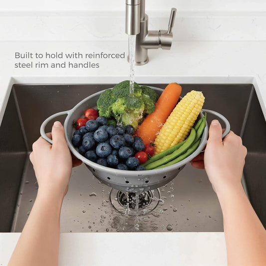 2-Quart Silicone Collapsible Colander – For Kitchen Use Collapsible Strainers (Slate Gray, 2-Quart)