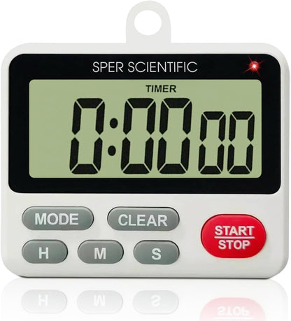 24-Hour Digital Lab + Kitchen Timer with LED Light 810001 - Precision Countdown Timer with Large Display, Loud Alarm & Clock Mode - for Cooking, Lab Experiments & More