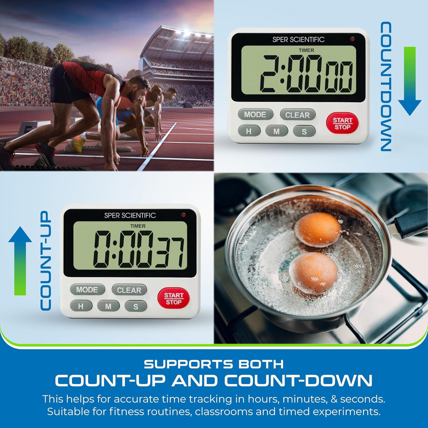 24-Hour Digital Lab + Kitchen Timer with LED Light 810001 - Precision Countdown Timer with Large Display, Loud Alarm & Clock Mode - for Cooking, Lab Experiments & More