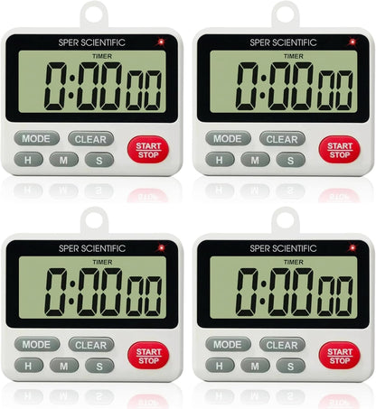 24-Hour Digital Lab + Kitchen Timer with LED Light 810001 - Precision Countdown Timer with Large Display, Loud Alarm & Clock Mode - for Cooking, Lab Experiments & More