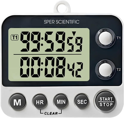 24-Hour Digital Lab + Kitchen Timer with LED Light 810001 - Precision Countdown Timer with Large Display, Loud Alarm & Clock Mode - for Cooking, Lab Experiments & More