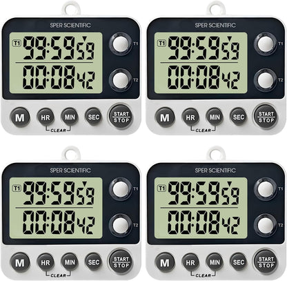 24-Hour Digital Lab + Kitchen Timer with LED Light 810001 - Precision Countdown Timer with Large Display, Loud Alarm & Clock Mode - for Cooking, Lab Experiments & More