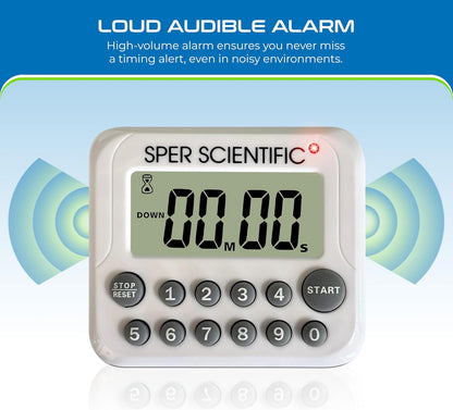 24-Hour Digital Lab + Kitchen Timer with LED Light 810001 - Precision Countdown Timer with Large Display, Loud Alarm & Clock Mode - for Cooking, Lab Experiments & More