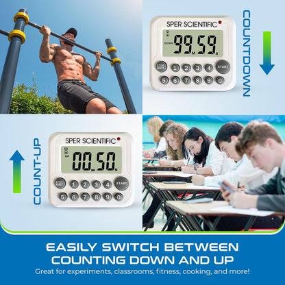 24-Hour Digital Lab + Kitchen Timer with LED Light 810001 - Precision Countdown Timer with Large Display, Loud Alarm & Clock Mode - for Cooking, Lab Experiments & More