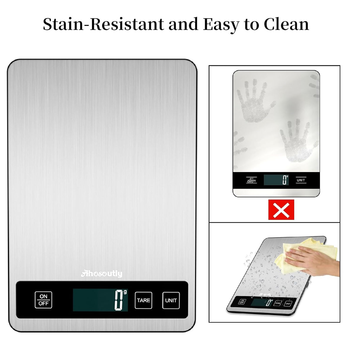 Food Scale, 22lb/10kg Digital Kitchen Scale Weight Grams and Ounces with 0.1oz/1g Precision, 6 Units and Tare Key Design, LCD Display & Stainless Steel Panel for Baking, Cooking, Postage