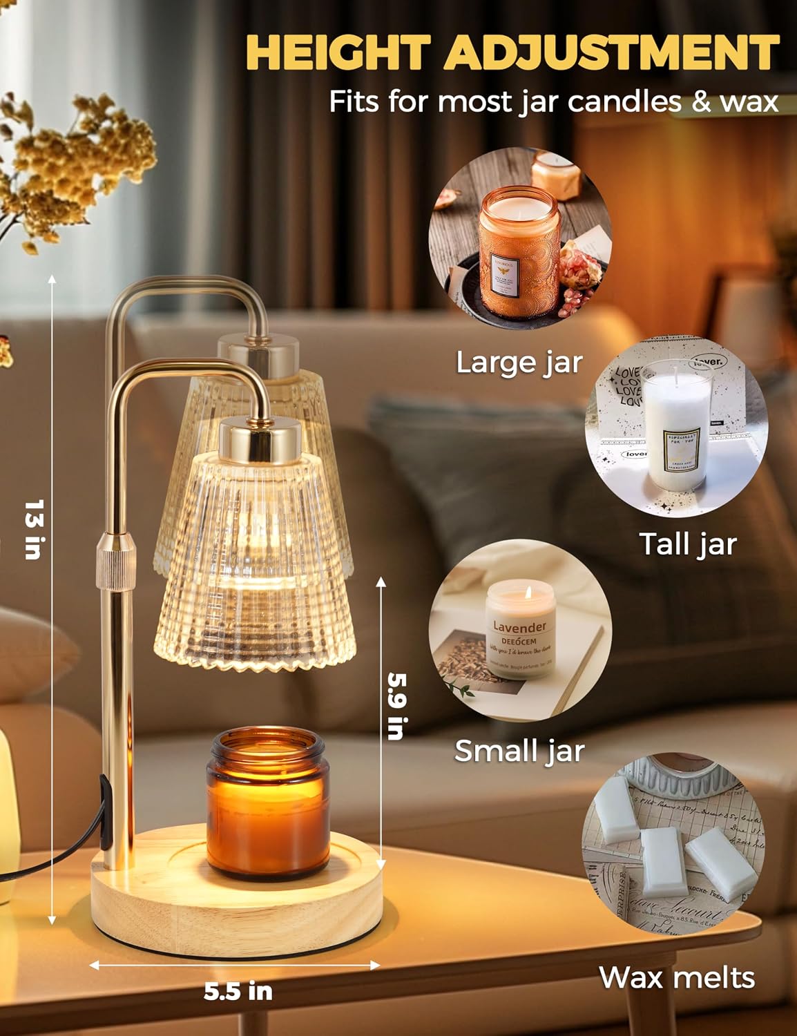 Candle Warmer Lamp with Timer, Birthday Gifts for Women Home Decor