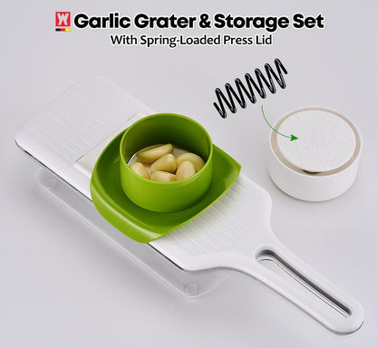 Stainless Steel Mandoline Slicer - Adjustable Multi-Blade Vegetable & Food Chopper with 6 Interchangeable Blades, Safe Hand Guard, Non-Slip Base & Catch Tray – Julienne Slicer