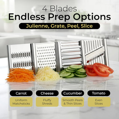 Gramercy Handheld Mandoline Slicer for Kitchen, Stainless Steel, 4 Blades