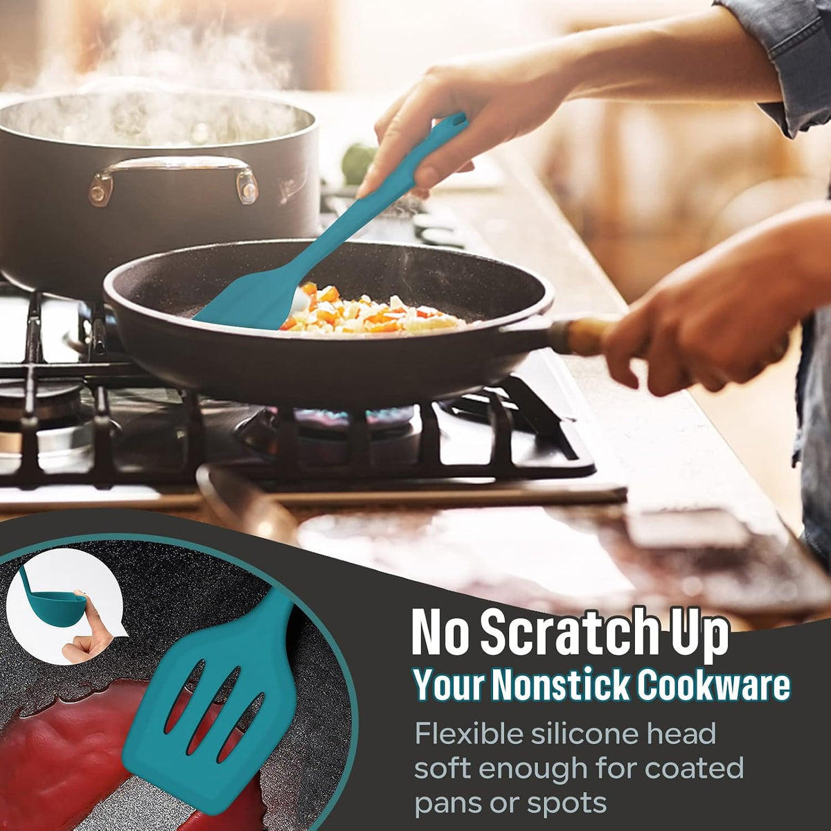 Black Silicone Cooking Utensils Set, Nonstick Kitchen Utensils