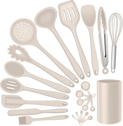 Black Silicone Cooking Utensils Set, Nonstick Kitchen Utensils