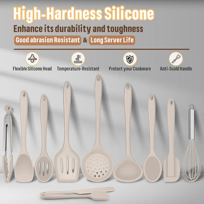 Black Silicone Cooking Utensils Set, Nonstick Kitchen Utensils