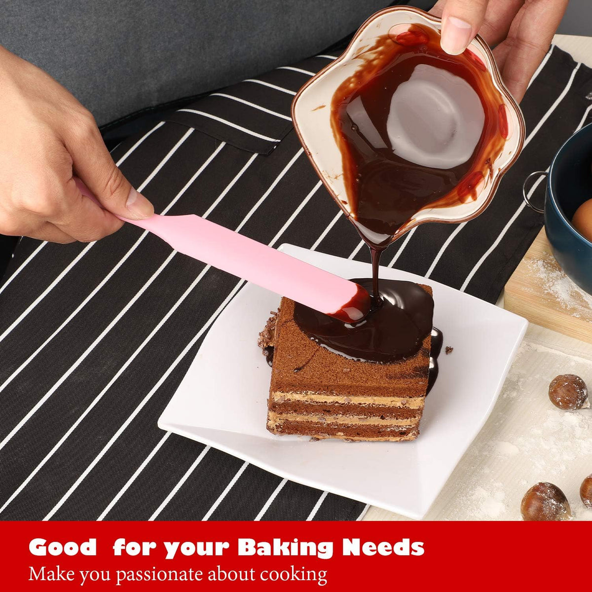 Heat Resistant Silicone Spatulas Set 6pcs, Seamless Design Non-Stick Mixing Spatulas with Stainless Steel Core, Premium BPA-Free Rubber Spatula Baking Cooking Utensile for Home Kitchen BBQ (white)