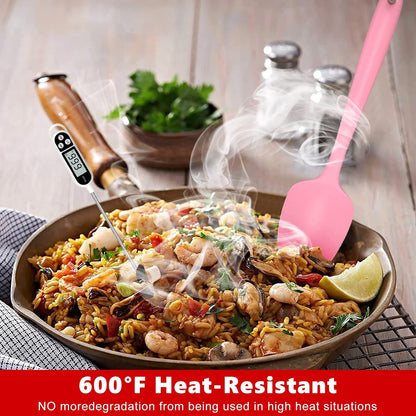 Heat Resistant Silicone Spatulas Set 6pcs, Seamless Design Non-Stick Mixing Spatulas with Stainless Steel Core, Premium BPA-Free Rubber Spatula Baking Cooking Utensile for Home Kitchen BBQ (white)